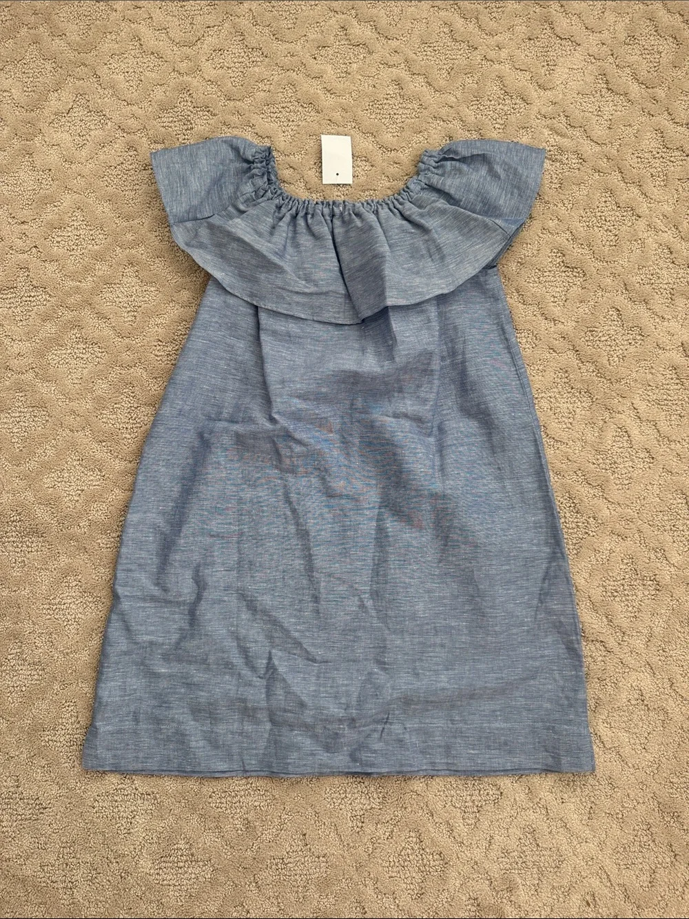J. Crew Girls' Chambray Off-Shoulder Ruffle Dress - Blue